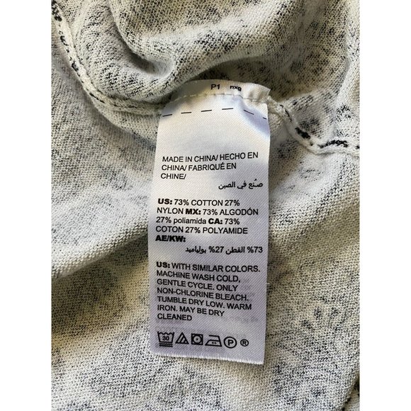 CHICOS Cardigan Sweater 3 XL Black White Handkerchief Print Ruched Sleeve 9424 - Picture 8 of 9